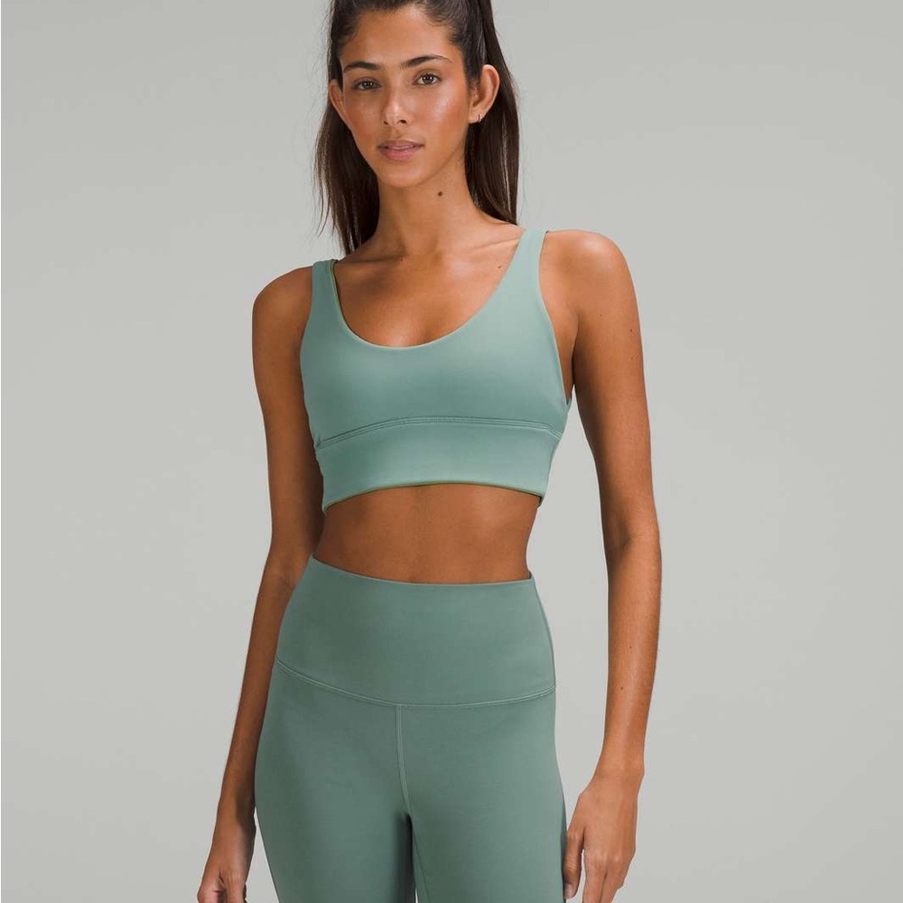lululemon a/b cup reversible tidewater teal/green foliage align sports bra